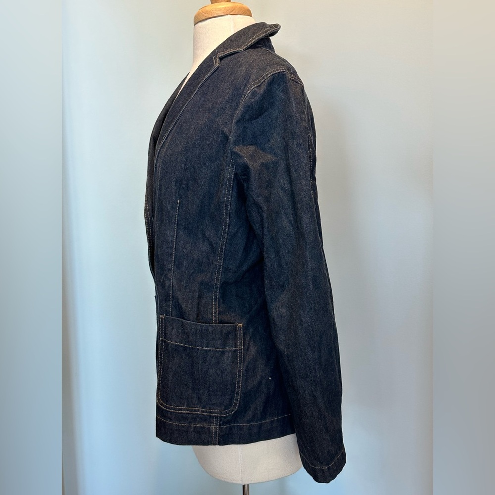 Land’s End Double Breasted fitted denim blazer jacket new without tags size 14 - Picture 3 of 15